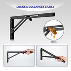Ravinte -2 Pack 20 Inch Folding Shelf Brackets – Matte Black, Heavy Duty Collapsible Brackets for Tables and Benches – Space-Saving Design - size: 20 Inch