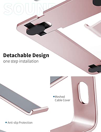 SOUNDANCE Laptop Stand, Aluminum Computer Riser, Ergonomic Laptops Elevator for Desk, Metal Holder Compatible with 10 to 15.6 Inches Notebook Computer, Gold Pink - color: D-Gold Pink, size: For 10 to 15.6 Inches Laptop