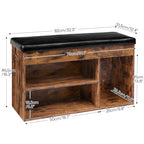 HOOBRO Shoe Storage Bench with Cushion, 32.3'' Entryway Bench with Lift Top Hidden Storage and Adjustable Shelves, Wooden Shoe Rack Bench for Entryway Bedroom, Rustic Brown and Black BF40HX01 - color: Rustic Brown + Black