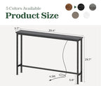 SUPERJARE 5.7 Inch Console Table with Outlet, Sofa Table, Behind Couch Table, 5.7 x 39.4 x 29.7 Inches, Metal Frame, Charging Station, for Living Room, Black - color: Black, size: 5.7''D x 39.4''W x 29.7''H