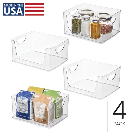 iDesign Stackable Open-Front Storage Bins with Handles for Kitchen and Pantry - Set of 4 - Clear - style: Pack of 4