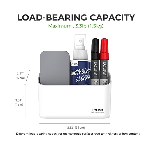 loukin Magnetic Marker Holder, Dry Erase Marker Holder, Remote Control Holder, Magnetic Storage Organizer for Whiteboard or Refrigerators (White) - color: White
