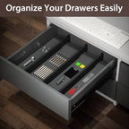 DUCOO 4 PCS Drawer Divider, 17"-22" Adjustable Bamboo Drawer Dividers Organizers, Expandable Separators for Kitchen, Clothes, Dressers, Home, Office, Black - color: Black