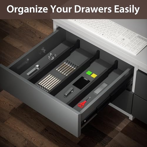 DUCOO 4 PCS Drawer Divider, 17"-22" Adjustable Bamboo Drawer Dividers Organizers, Expandable Separators for Kitchen, Clothes, Dressers, Home, Office, Black - color: Black