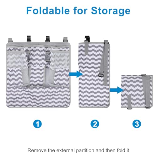 Accmor Changing Table Diaper Organizer, Hanging Diaper Caddy Organizer Stacker for Cribs Changing Table Playard Wall Baby Essentials Storage, Stripe - style: Double Enlarged-Stripe