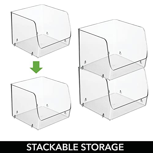 mDesign Modern Stackable Plastic Open Front Dip Storage Organizer Bin Basket for Kitchen Organization - Shelf, Cupboard, Cabinet, and Pantry Organizing Decor - Ligne Collection - 4 Pack - Clear - size: 7.75 x 7.75 x 6.25 (Pack of 4)