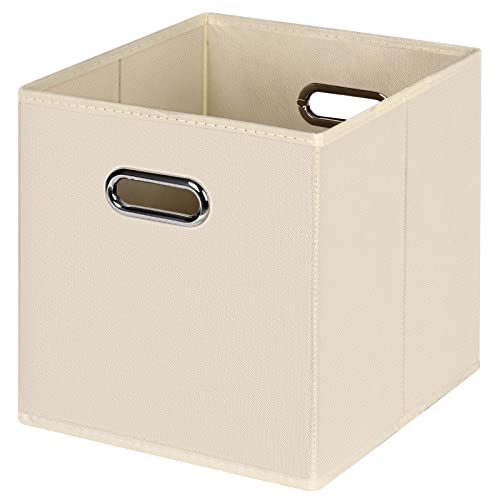 Black Foldable Storage Cubes Bins , Fabric Storage Box Cubes Organizer Baskets with Dual Handles for Home Organizer(Creamy-White) - color: Creamy-White, size: 1 Pack