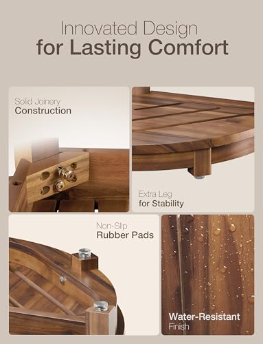 HOLANA 18" Acacia Wood Corner Shower Bench, Corner Shower Stool, Bath Stool with Lower Shelf - Wooden Shower Stool for Inside Shower - Shower Foot Rest (Walnut Color) - color: Walnut
