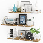 Amaoot Floating Shelves Set of 3, Home Wood Wall Shelf, Farmhouse Shelf for Bedroom, Wall Mounted Floating Shelf for Living Room, Bedroom, Bathroom, Kitchen, Office (White) - color: White