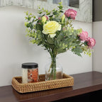 Rattan Bathroom Tray Countertop, Wicker Toilet Tank Basket, Decorative Bathroom Vanity Tray for Decor Coffee Table - size: 9.8" x 5" x 1.4"