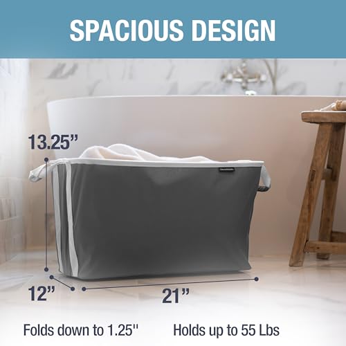 CleverMade Collapsible Laundry Basket 2 Pack – 60L (16 Gal) Foldable Clothes Hamper with Reinforced Handles, Space Saving Fabric Laundry Bin, Holds 55 lbs, Flat Folding for Dorm, Apartment & RV - Charcoal - color: Charcoal Gray