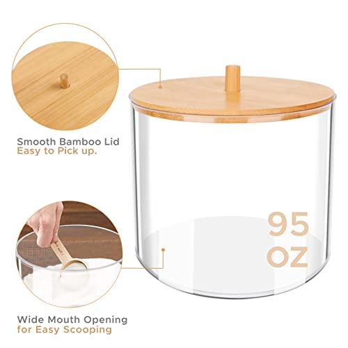 JYPS Large Capacity Laundry Pods Container with Bamboo Lid, Clear Acrylic Powder Detergent Containers for Pods, Scent Boosters & Powder, Laundry Room Organization decor, Airtight Storage Jars - size: 1-Pack