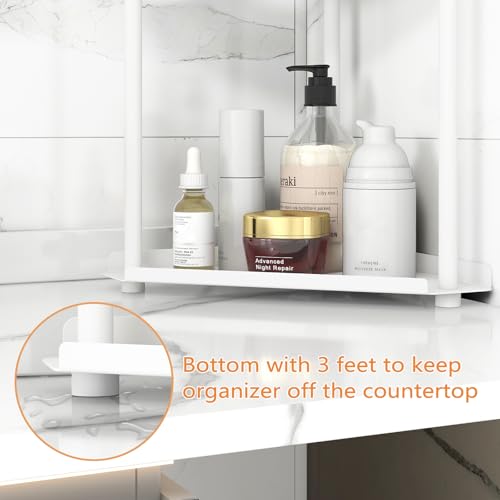 Jesginboo 3 Tier Bathroom Counter Organizer, Vanity Organizer Corner Shelf, Skincare, Makeup Countertop Organizers, Kitchen, Bathroom Counter Storage, White - color: White 3 Tier