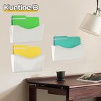 Kuntine.B 3 Pack White Single Pocket File Holder Hanging Wall Organizer, Wall Mount Mails Magazines Organizer for Office and Home