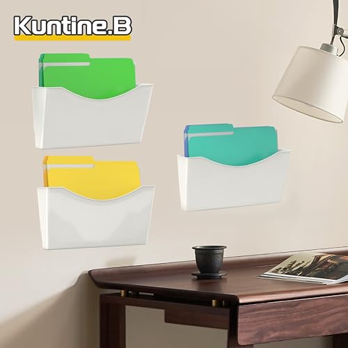 Kuntine.B 3 Pack White Single Pocket File Holder Hanging Wall Organizer, Wall Mount Mails Magazines Organizer for Office and Home