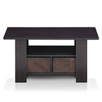 Furinno Andrey Coffee Table with Bin Drawer, Dark Walnut - color: Dark Walnut, style: 2 Bin