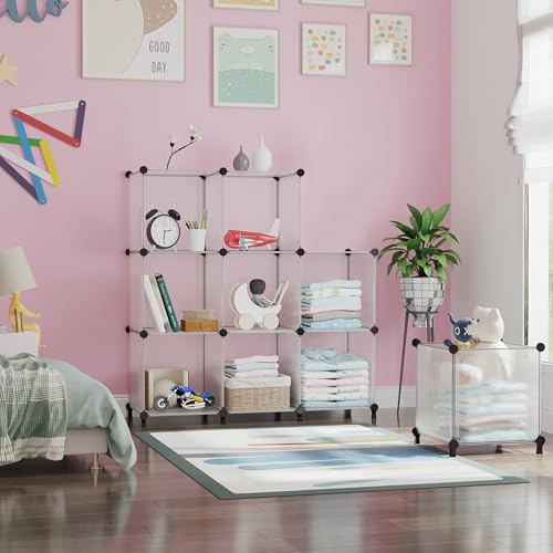 AWTATOS 8 Cube Storage Organizer, Closet Organizer Storage Shelf, Bookcase Bookshelf, DIY Stackable Storage Cubes Shelves for Closet, Bedroom, Home, Office, Translucent - color: Transparent, size: 4x2