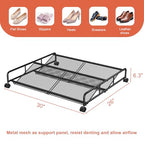 Under Bed Shoe Storage Organizer, Metal Mesh Under Bed Storage Containers with Wheels, Shoe Organizer Drawer Space Saving for Bedroom, 1 Pack - size: 1 Pack