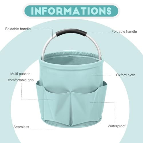 Cleaning Caddy for Cleaning Supplies,17L Cleaning Supply Caddy with Handle Foldable Cleaning Supplies Organizer Bucket Cleaning Products Organizers for Home, Garden (Light Blue) - color: Light Blue