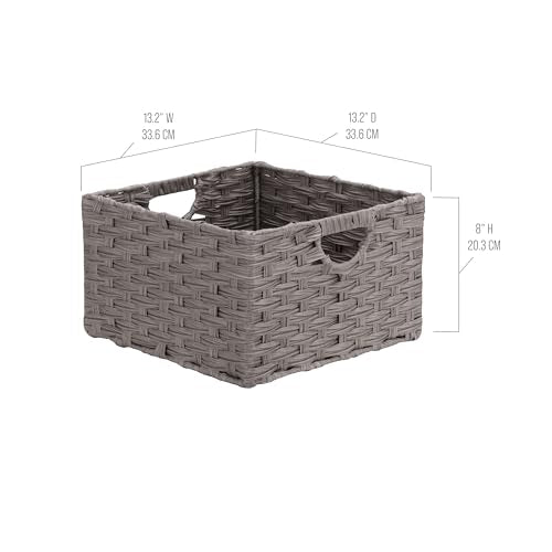 Seville Classics Premium Handwoven Portable Laundry Bin Basket with Carrying Handles, Household Storage for Clothes, Linens, Sheets, Gray, Rectangular (2-Pack) - color: Gray, size: Rectangular Hamper (2-Pack)