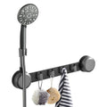 No Drill Shower Caddy with Adjustable Shower Head Holder, 20 LBS Rustproof Wall Mounted Shower Organizer with 4 Hooks, Waterproof Adhesive Bathroom Storage Rack, Space Saving, Gunmetal Gray - color: Gunmetal Gray