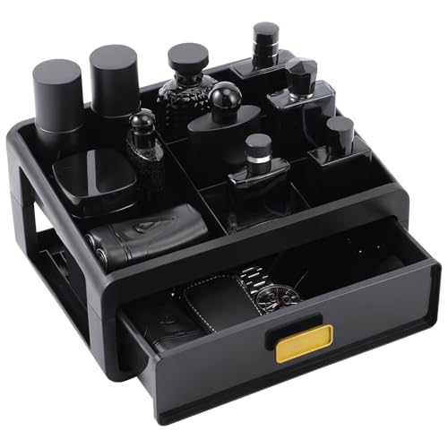 EHORIA Organizer For Men,Bathroom Organizers,Cologne Organizer,Dresser Organizers,Bathroom Sink Organizer,Counter Storage,Cologne Stand,Drawer Perfume Display Holder,Gifts for Mens(BLACK)