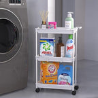 SimpleHouseware Standard 3-Tier Slim Rolling Storage Cart, White - color: White