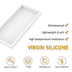 EG-SIPRO Silicone Bathroom Tray, Thickened Shatterproof Rectangle Vanity Tray for Counter, Soap Dispenser Tray - Small 7.8 * 3.9 in - White Marble Pattern - color: White, size: Small-7.8*3.9 in