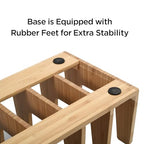 MobileVision Bamboo Pot Lid Holder Organizer for Storage in Cabinets or Kitchen Countertops, 6 Sections