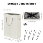 ZERO JET LAG Slim Laundry Hamper With Handles Collapsible Laundry Basket Thin Dirty Clothes Basket Narrow Laundry Bag Foldable Dirty Clothes Hamper 45L (23 inches,Beige) - color: Beige
