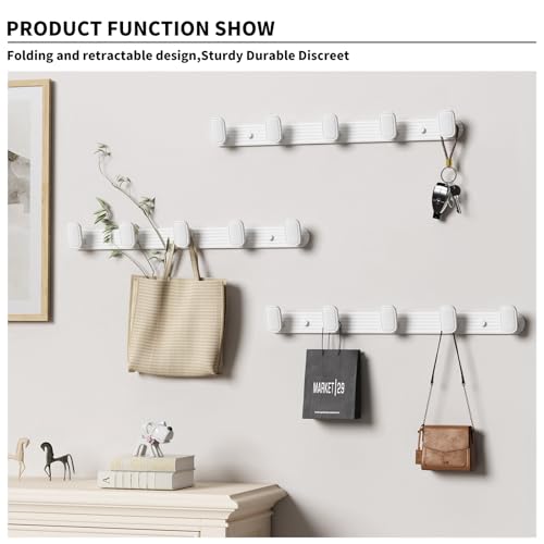 Coat Rack Wall Mount White, 5 Hooks Rack Metal Coat Hanger Wall for Hanging Hat Purse and Robes, Towel Hook for Bathrooms and Entryway (1 Pack) - color: White, size: Round 5 Hooks 1 Pack