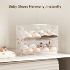 HBlife Clear Acrylic Kids Shoe Rack Baby Toddler Shoe Storage Organizer for Closet Floor Entryway Bedroom, 2 Tier Stackable Small Shoe Rack Shelf Display Stand - size: 2 Tier