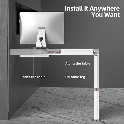 YECAYE 94.2 in Cable Management Under Desk,Easy Install Adhesive Mount Cord Hider,Cord Organizer,Wire Management,Wire Hider for Office Organization,Child & Pet Proof,White - color: White, size: 94in