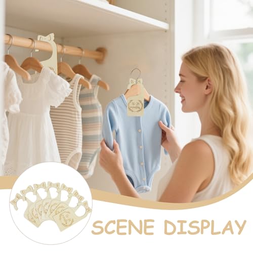 7 Pcs Closet Dividers Set, Pre-Labeled Wooden Hook-Style Size Tags, Easy Size Closet Organization & Storage for Nursery, Wardrobe, Bedroom & Closet Rods (0, 0-3, 3-6, 6-9, 9-12, 12-18, 18-24 Months)