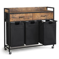 Mondeer Laundry Sorter with 2 Drawers, 150L with Pull-Out Removable Laundry Bags, Laundry Hamper Baskets with 3 Section and Wheels, Rustic Brown and Black - size: 3 Drawers