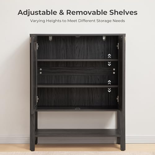 SICOTAS Shoe Cabinet with Storage - 3 Pieces Farmhouse Boho Shoe Organizer with Rattan Doors & Shelves, 5 Tier Free Standing Shoe Rack Storage Cabinet for Entryway, Hallway, Foyer, Closet (Obsidian) - color: Obsidian, size: 3 Pieces