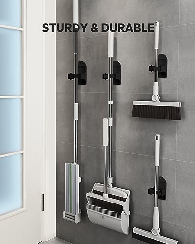 Broom Holder Wall Mount (Black 4 Count), Broom Holder, Broom and Mop Organizer Wall Hanging, Mop and Broom Holder Wall Mount, Broom Organizer Wall Mount for Home, Kitchen, Garage Storage - color: Black