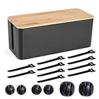Cable Management Box - Wooden Style Cord Organizer Box to Hide Wires & Power Strips | Desk Computer Cable Organizer Box | Safe ABS Material | 12.6" (L) x 5.3" (W) 4.9" (H) | for Home & Office - Black - size: Medium