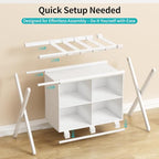 White Bamboo Luggage Rack with 4 Storage Compartments ，Foldable Suitcase Stand, Luggage Rack for Guest Room , 150lbs Capacity, Sturdy, - color: White 1 Pcs