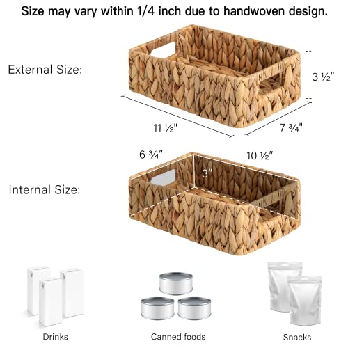 StorageWorks Water Hyacinth Baskets, Small Wicker Baskets for Organizing in Living Room and Shelf, 2-Pack - color: Natural (Water Hyacinth), size: 2x 11½"L x 7¾"W x 3½"H
