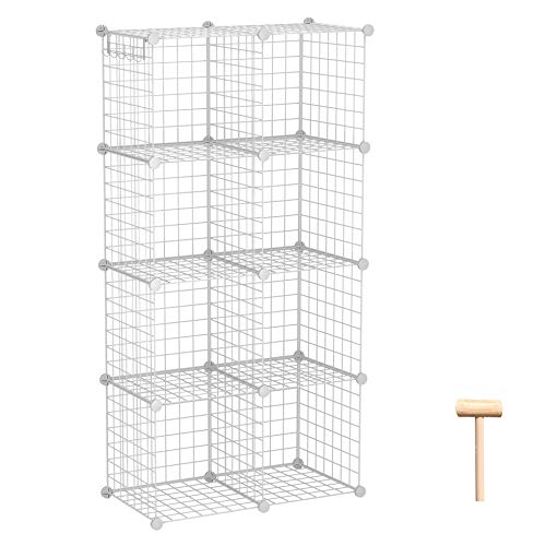 C&AHOME Wire Cube Storage, 8-Cube Organizer Metal C Grids Storage, Storage Bins Shelving, Modular Shelves, DIY Closet Cabinet Ideal for Living Room, Home, Office 24.8" L x 12.4" W x 48.4" H White - color: White, size: 8 Cube