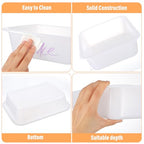 10 Pcs Flat Storage Organizer Trays, Plastic Letter Size Stackable Paper Tray File Book Organizer for Classroom Office, Arts and Crafts, 13.1x9.65x3.15 Inch, White