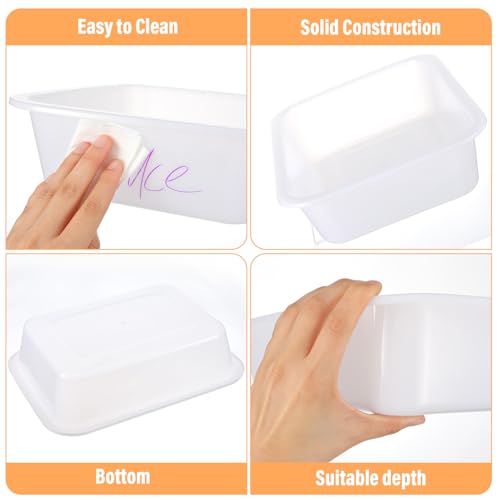 10 Pcs Flat Storage Organizer Trays, Plastic Letter Size Stackable Paper Tray File Book Organizer for Classroom Office, Arts and Crafts, 13.1x9.65x3.15 Inch, White