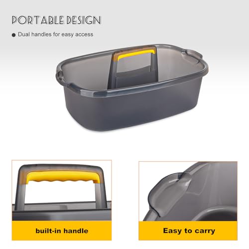 Large Cleaning Supplies Caddy Portable Shower Basket Supply Organizer with Handle Plastic Bucket Tool Storage for Bathroom, Bedroom, Kitchen, College Dorm, Garden, Clear Grey - color: Clear Grey, size: Large, 1pc