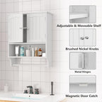 Bathroom Wall Cabinet, Bathroom Cabinet Wall Mount with 2 Doors and Open Shelf, Over The Toilet Wall Storage Cabinet, Bathroom Medicine Cabinet - color: Bathroom Cabinet White