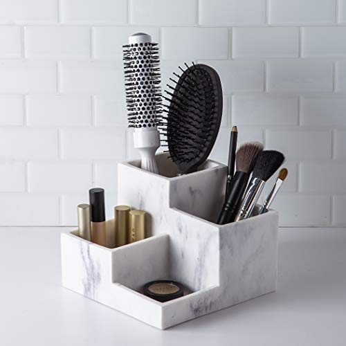 BINO Multi Purpose 4 Compartment Organizer - Make up Organizer for Vanity - Makeup Holders for Bathroom - Toiletry Organizers Countertop - Toothbrush and Bathroom Accessories Holder - Matte Marble - color: Matte Marble