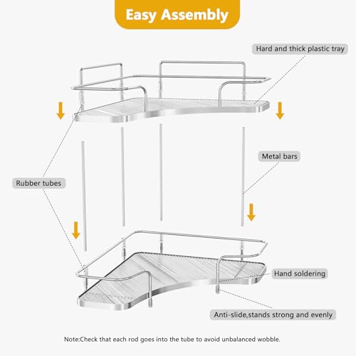 FOLLOWIN 2 Tier Bathroom Countertop Corner Organizer,Countertop Perfume Tray,Vanity Counter Shelf,Skincare Makeup Cosmetic Vanity Organizers,Silver - color: Silver