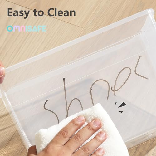 6 Quart Stackable Plastic Storage Shoebox, BPA-Free Nestable Container with Latching Lid to Organize Shoes, See-Through Box for Home and Office, Multi-Purpose Clear Bins (Transparent, 8 Pack)
