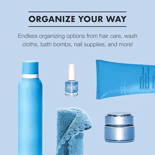 madesmart Two-Tier Bathroom Cabinet Organizer, Sliding Drawer Storage for Bottles, Sponges & Cleaning Supplies, Blue - color: Blue
