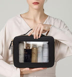LETGO Clear Makeup Bags, TSA Approved Toiletry Bag with Zipper, Clear Makeup Organizer Large Fit Carry-on Travel Essentials,Clear Cosmetic Bags for Women Men (Large-Black) - color: 0-Large-Black